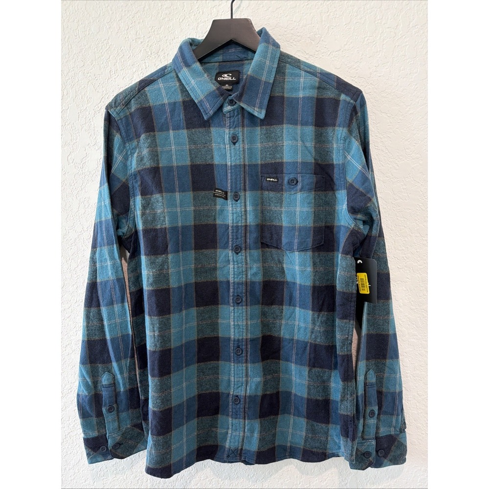 O'Neill NWT Blue Plaid Flannel Fall Standard Fit Stretch Fabric Men's Sz Medium